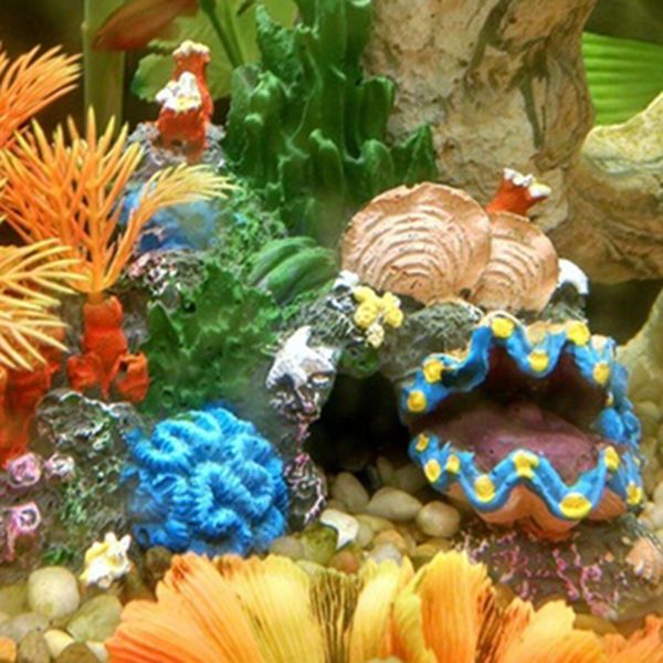 

2019 aquarium artificial mounted coral reef fish cave tank decor ornament