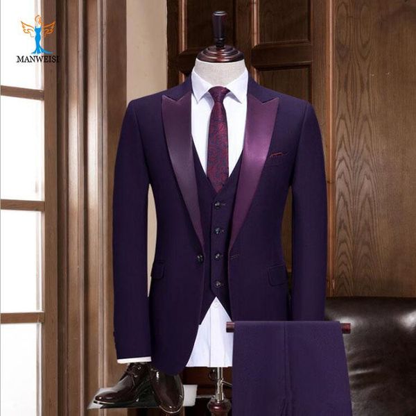 

новый бренд современные фиолетовый формальные мужские костюмы slim fit средней длины полиэфирного материала 1 комплект / opp men свадебный с, Black;gray