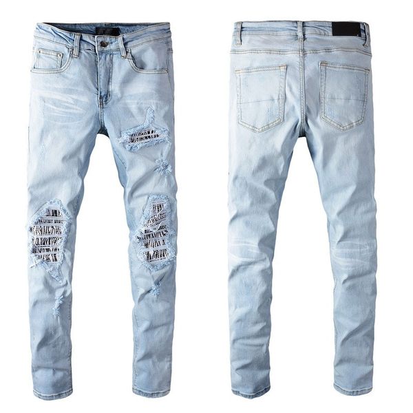 

new arrival mens designer jeans zebrastripe patch fold fashion mens jeans slim motorcycle biker hip hop pants size 2840, Blue