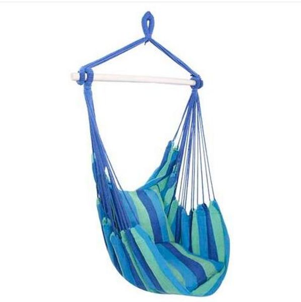 

wholesales us stock distinctive cotton canvas hanging rope chair with pillows blue