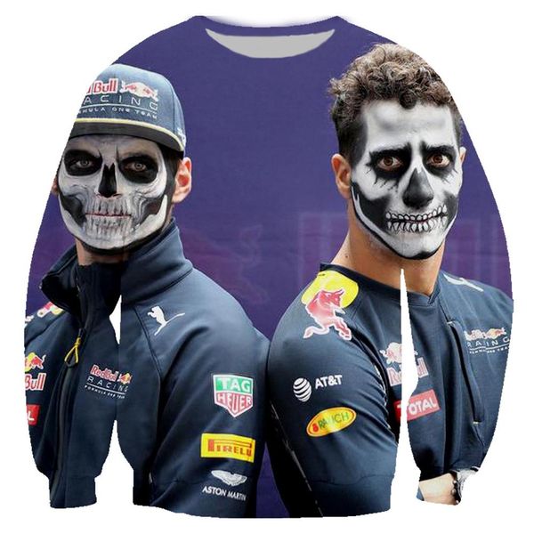 

harajuku style federer 3d cool printed round neck pullover street punk wind round neck pullover casual trend men's top, Black