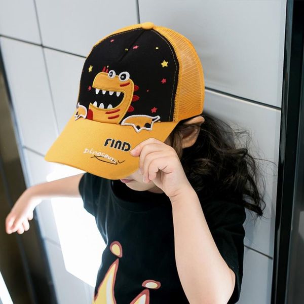 

womail hat baby children cartoon dinosaur embroidered cap 2020 summer fashion breathable baseball sun cap peaked hat, Blue;gray