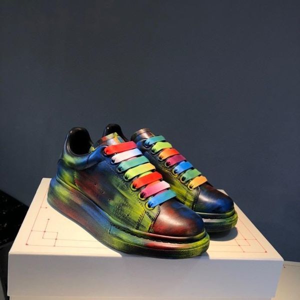 

designer luxury platform classic casual shoes leather casual shoes dress canvas mens womens sports sneakers, Black