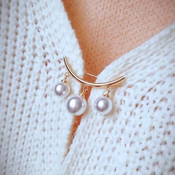 

new recommend charm pins korean simple pearl cute brooch women's accessories kpop brooches for women pins collar pin jewelry, Gray