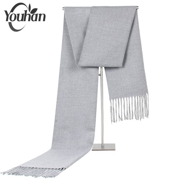 

youhan fashion man scarf luxury designer solid winter scarves young cashmere scarf soft tassel collar shawl wrap drop shipping, Blue;gray