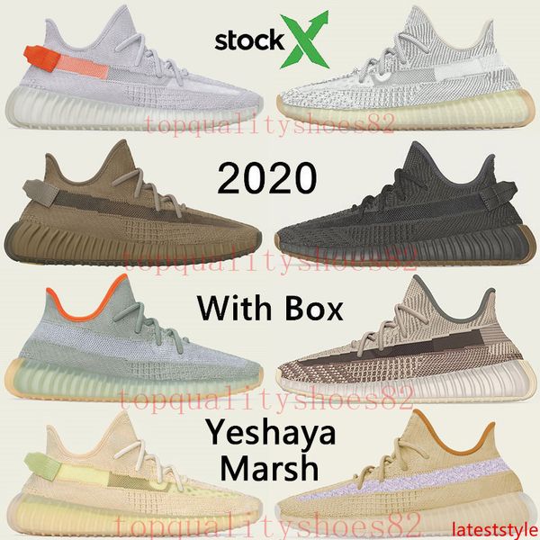 

2020 yeshaya marsh kanye west running shoes desert sage earth tail light flax v2 men women trainers designer sneakers with stock x 36-48