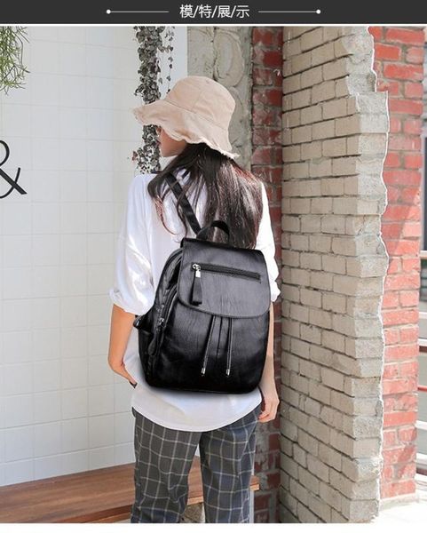 

2020 new backpack women's solid color soft leather multi-purpose casual fashion travel mini backpack ladies