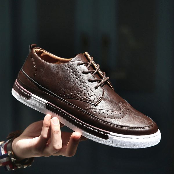 

2019 spring and summer business men's shoes fashion breathable casual men's tooling shoes british wind retro, Black