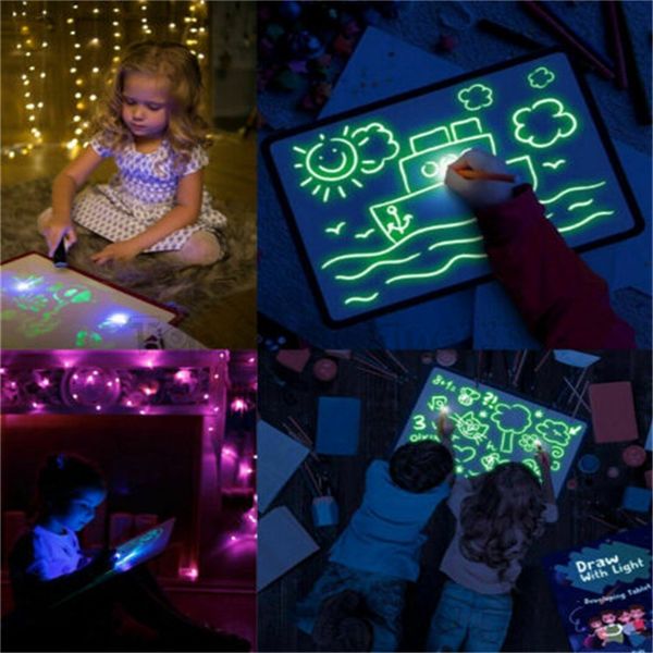 

Draw with light fun drawing board toy painting upplie baby toy magic draw educational creative home luminou hand writing board w481t