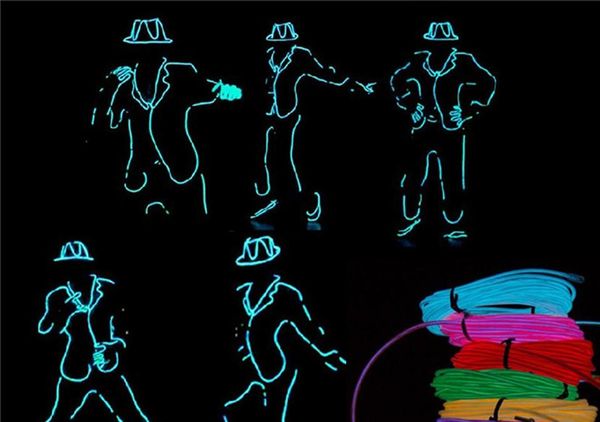 

1m 2m 3m 5m el wire strip 9 colors flexible neon led light glowing tube wire dance lights party decoration