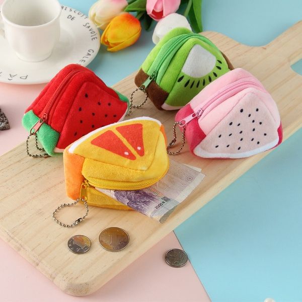 

purse 2021 student wallet cartoon creative plush triangle coin women's, White