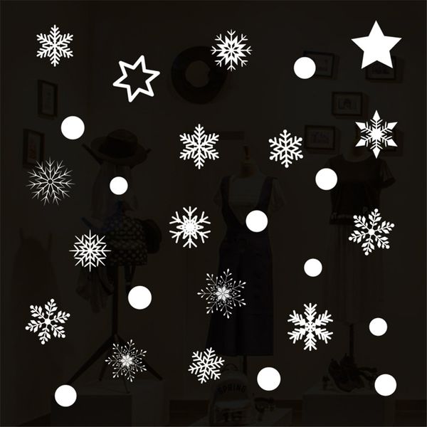 Adesivi per decalcomanie per finestre con fiocchi di neve bianchi Decorazioni natalizie per il paese delle meraviglie invernali Ornamenti per feste