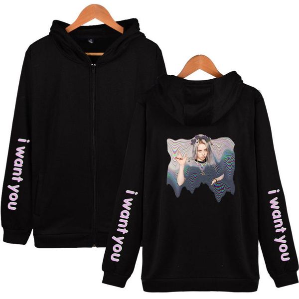 

супер звезда billie eilish zipper hoodie mens fashion hip hop singers пуловер куртка вскользь фуфайка осень kpop streetwear, Black;brown