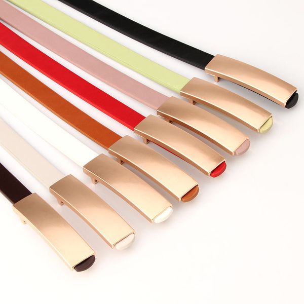 

luxury metal buckle thin belt classic wild female minimalist thin belt straps waistband cummerbund for apparel accessories 2019, Black;brown