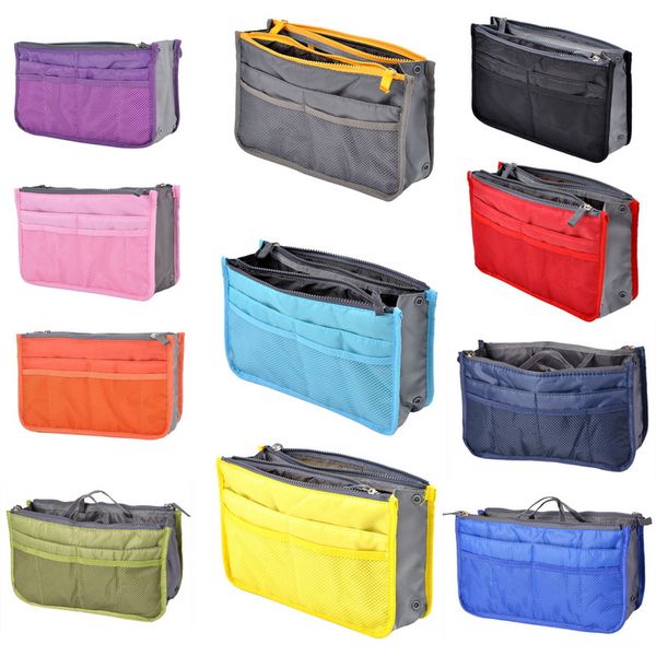 

urijk portable storage bag insert organiser handbag women double zipper travel bag organizer for cosmetics suitcase pouch