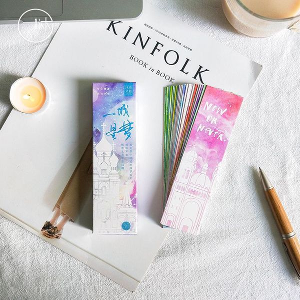 

30 pcs/set cartoon dreamy star watercolor paper bookmark book holder message card kawaii gift stationery