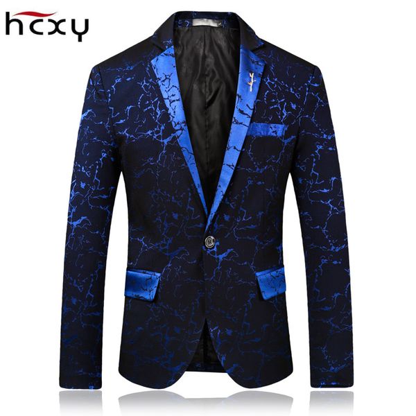 

hcxy 2019 fashion mens printing blazer casual slim fit prom dress blazer men stage wear blazers male suit jacket, White;black