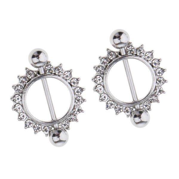 

1 pair flower sparkle rhinestone crystal nipple barbell ring 14g/16g 4 style flower choice, Slivery;golden