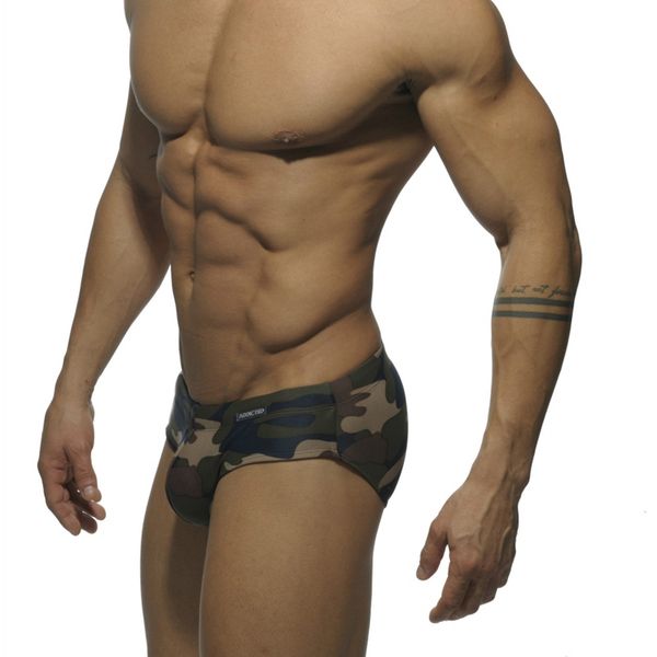 

men's swimwear brand swimming camouflage trunks low waist briefs striped stitching