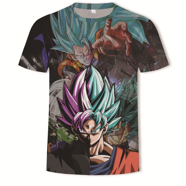 

mens designer dragon ball 3d digital printed t-shirt round collar short sleeve, White;black