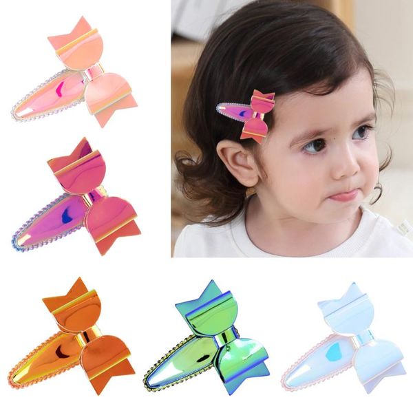 

2.4 inches snap hair bows bb hair clip for kids girls boutique pu hairgrips colorful barrettes headwear accessories 976, Slivery;white