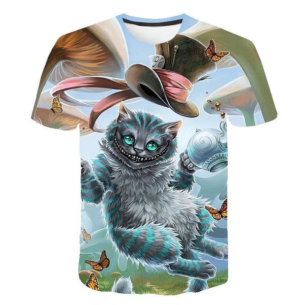 

new outlet factory direct sales summer new cartoon devil surfing european and american trend digital printing short-sleeved t-shirt men, White;black