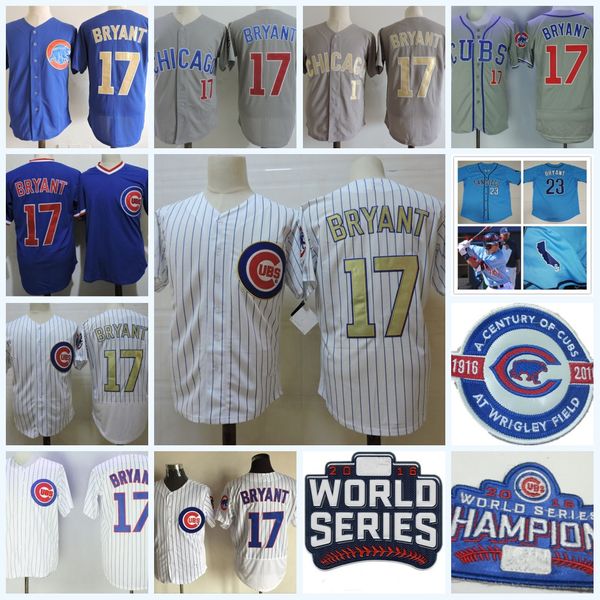 

Mens 23 KrisBryant San Diego Toreros baseball Jersey Chicago #17 Kris Bryant Blue Grey whit gold All 100% Stitched S-3XL