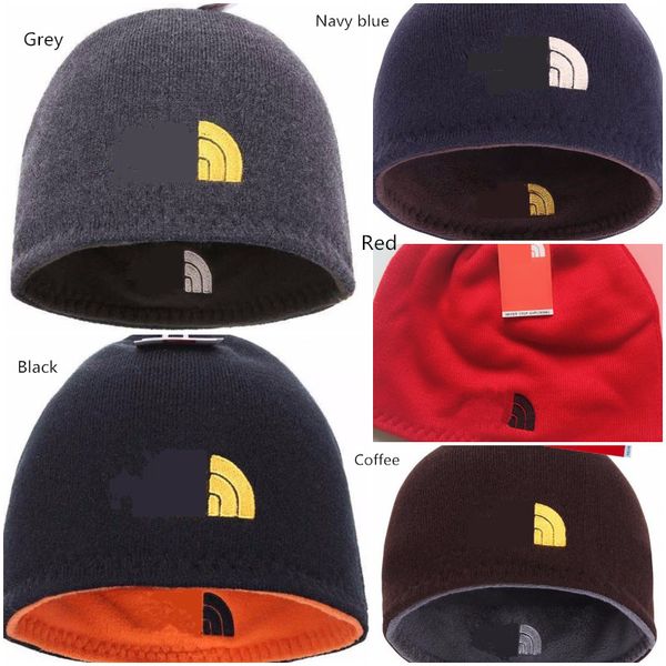 

North Designer Beanie Двусторонние мужские шапки Осень Зима Плюшевая шапочка повседневная