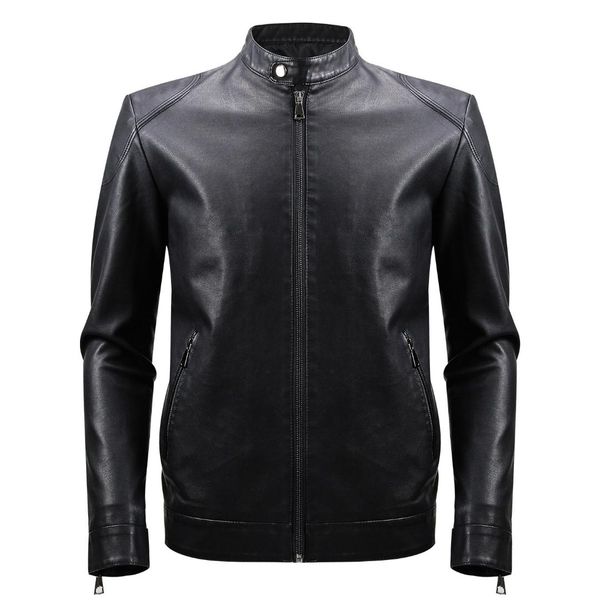 

new arrival autumn men's jacket fashion motorcycle pu leather coat male casual jackets men clothing faux leather plus size 3xl, Black