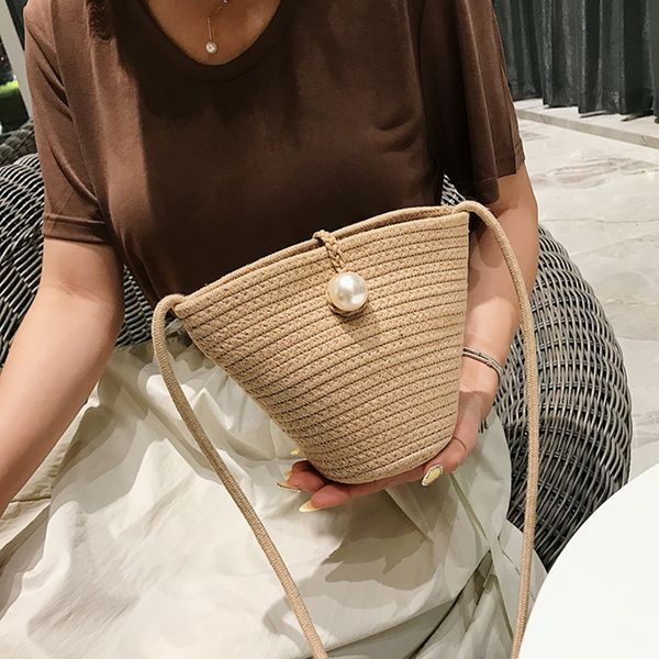 

bxx] перл дизайн малый соломы сумки для женщин 2020 лето плеча сумка женская пляжная сумка женский кошелек и сумка hf401