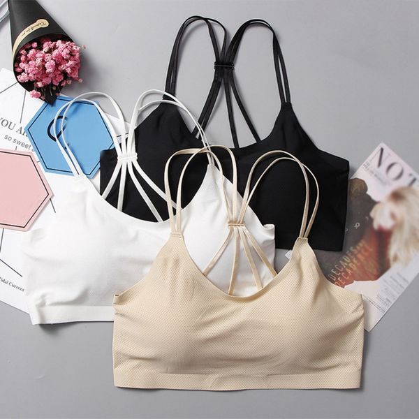 

breathable sports bra women padded sport bra for running yoga gym seamless crop new, White;black