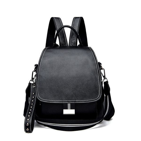 

leather female bag first layer cowhide female shoulder bag anti-theft backpack clamshell ladies gift 2020 new