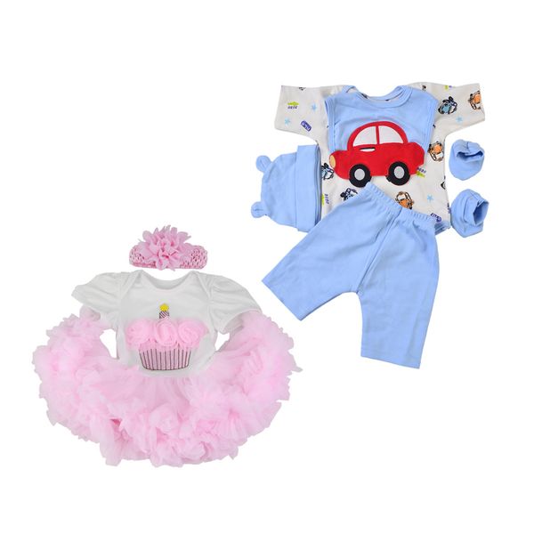 

2 sets newborn baby boy & girl doll clothing set for 22-23inch reborn doll changing decor