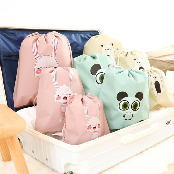 

1 pcs cartoon animals waterproofing travel shoe sundries organization tea gift bag baby clothing drawstring bags