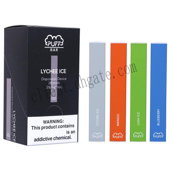 

Puff Bar Disposable Vape Pen 280mAh Battery 1.3ml Cartridge Pod Device Lychee Ice Lush Ice Blueberry Mango