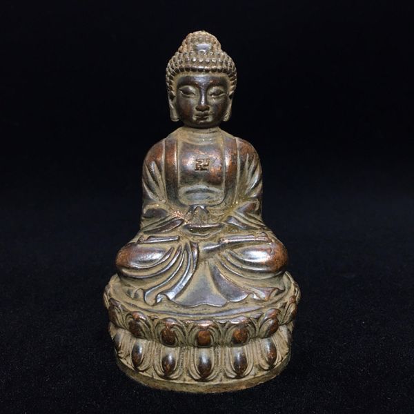 

antique pure brass statue copper carving ornament religious buddha yoga