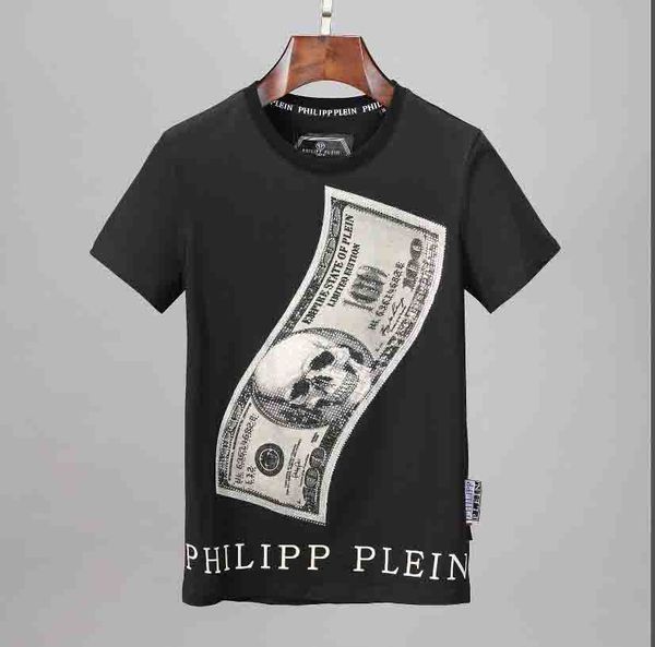 

pp tide brand short sleeve mens designer t-shirt summer cotton t-shirt punk rhinestone skull t-shirt street hip hop t shirt sports t shirt, White;black