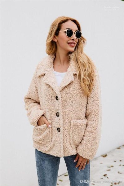 

solid lapel neck jackets casual loose long sleeve female outerwear winter womens designer panelled coat fashion, Black;brown