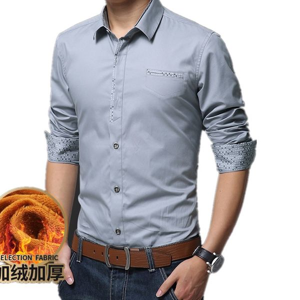 

fashion men's slim shirts autumn&winter new brand thick warm base shirt male social shirt clothing plus size 5xl, White;black