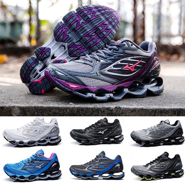 

air mizunos cushions wave prophecy 6 mens running shoes grey red black blue woman sports shoes 6s fashion luxe designer sneakers size 36-45, White;red
