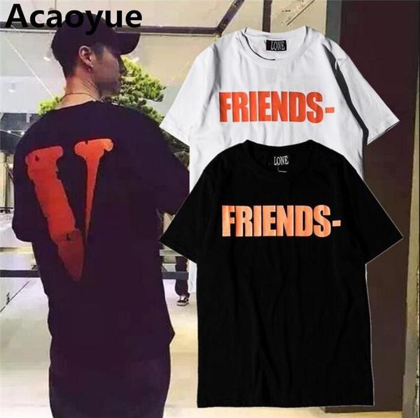 

chest friends print back letter v print mens street style tshirt fashion summer breathable short sleeve, White;black