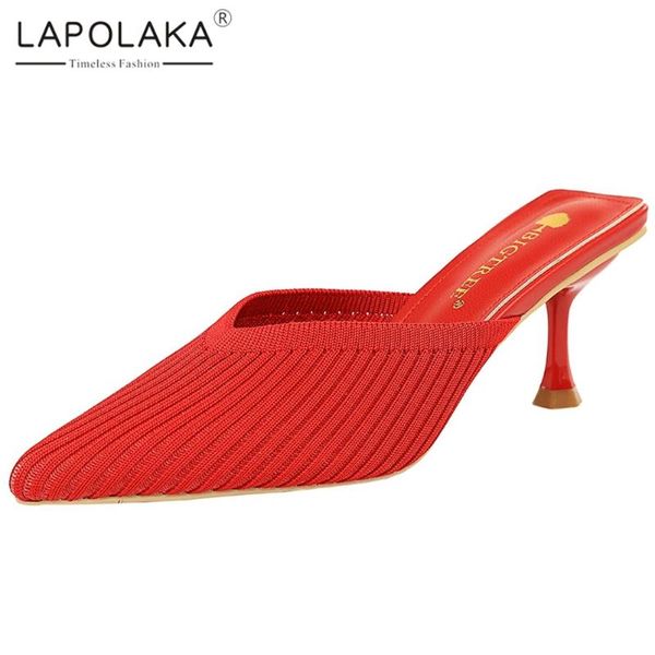 

lapolaka 2020 fashion thin heels dropship pumps woman shoes slip on pointed toe novelty summer shoes women pumps mules, Black