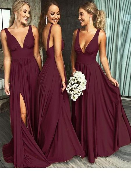 burgundy summer bridesmaid dresses
