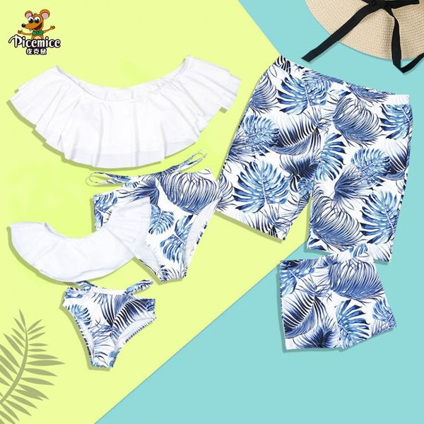 

семья matching купальники mother daughter купальник мамочка а мне бикини одежда семьи смотри отец мама дочь сын купальный костюм, Blue