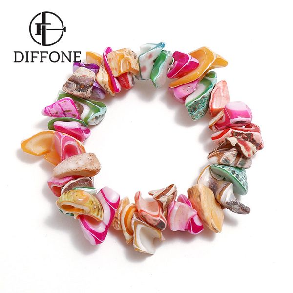 

diffone 2020 fashion summer bracelets for women girl multicolor irregular shells charm braslet beach jewelry accesorios mujer, Golden;silver