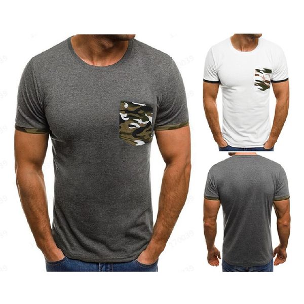 

mens 2020 роскошная tshirts мода лето мужчины тройники камуфляж карман с коротким рукавом топы мужской одежда, White;black
