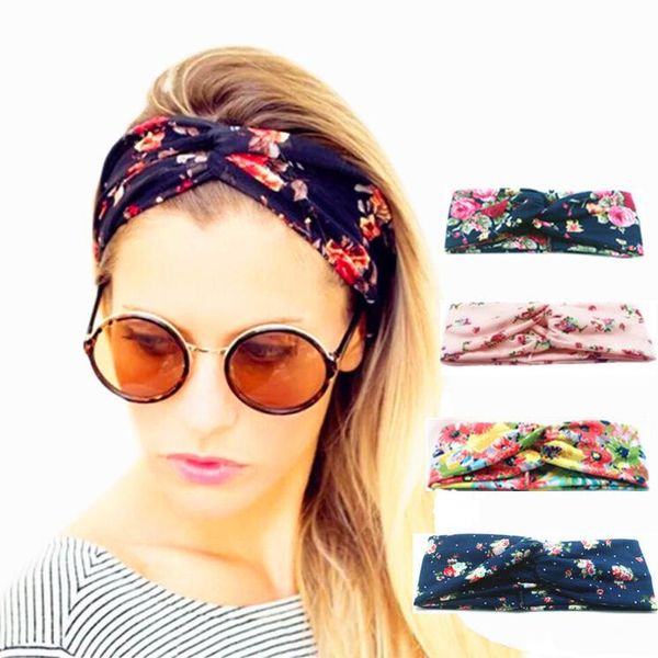 

women twist turban floral designer prints headband stretch sport yoga hairbands for girls headwrap bandana hair accessories jewelry a0089, Silver