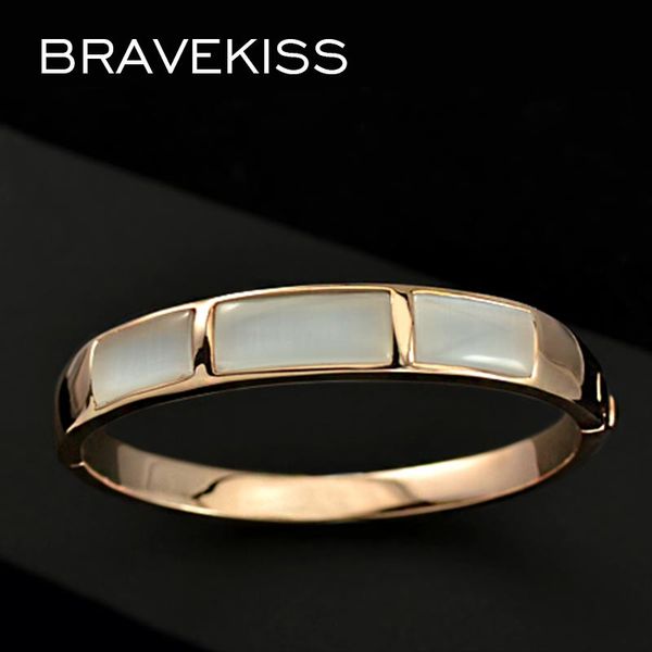 

bravekiss rose gold color imitation opal stone for women fashion bracelets jewelry accessories girls gift bjb0080, White