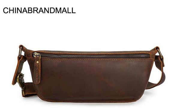 

casual handmade genuine leather waist packs outdoor belt bag