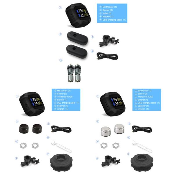 

m3 waterproof motorcycle real time tire pressure monitoring system lcd display